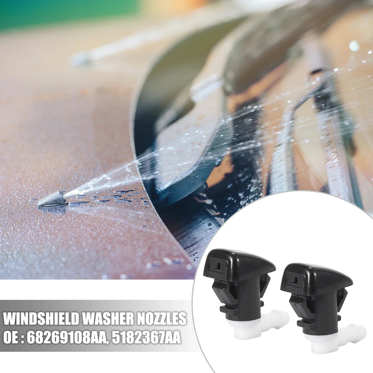 Washer Nozzle Set with Hose for Dodge 2011-2023 - 2 Nozzles