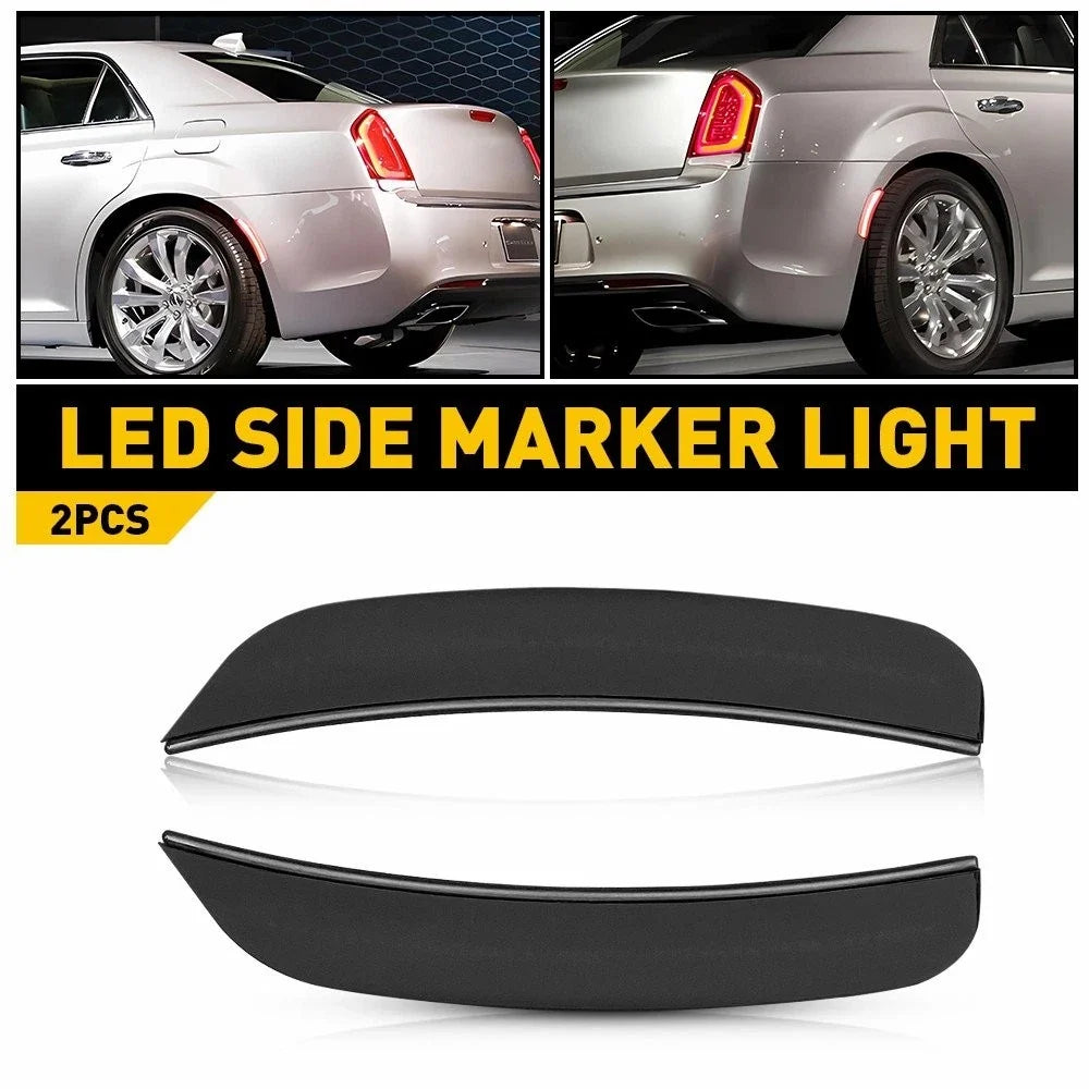 2X Smoked Lens LED Rear Side Marker Lights for Chrysler 300 (2015–2023)