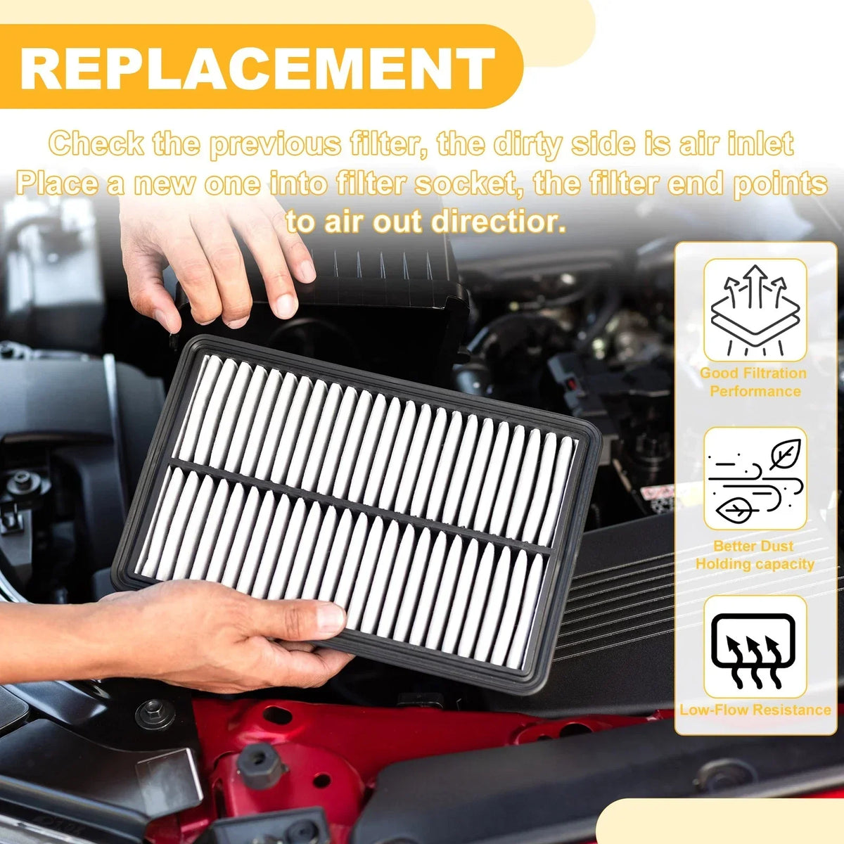 Engine Air Filter for 4.8L BMW 550i Base (2006-2010)