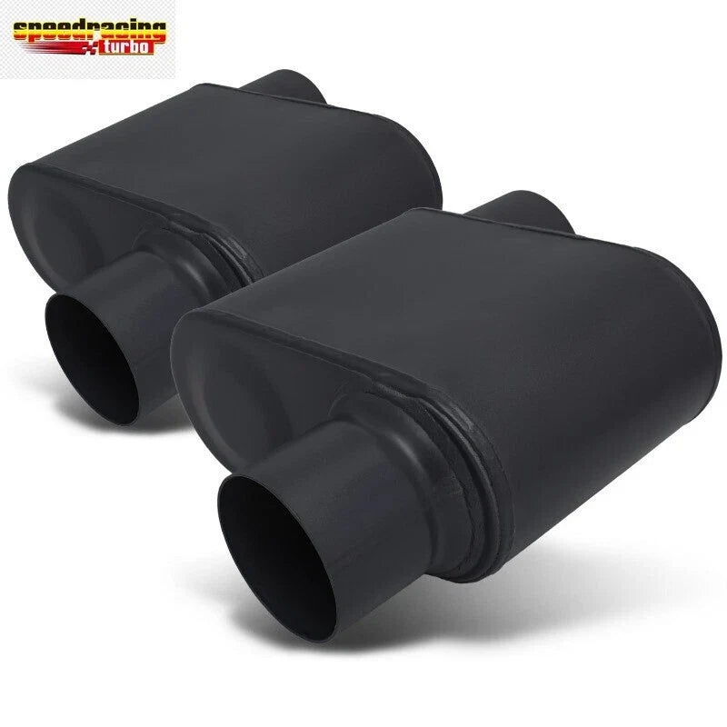 2Pcs Race Performance Exhaust Muffler - 3" Inlet/Outlet Chambered