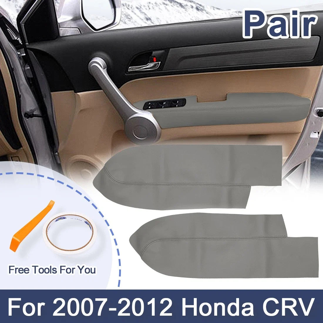 1 Pair Synthetic Leather Armrest Covers for Honda CR-V (2007–2012)