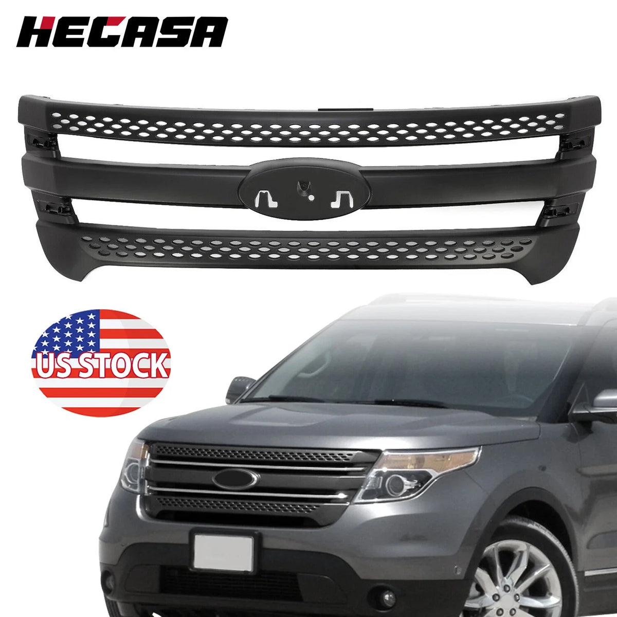 Upper Grille for Ford Explorer (2011-2015) - Black Front Bumper Grill