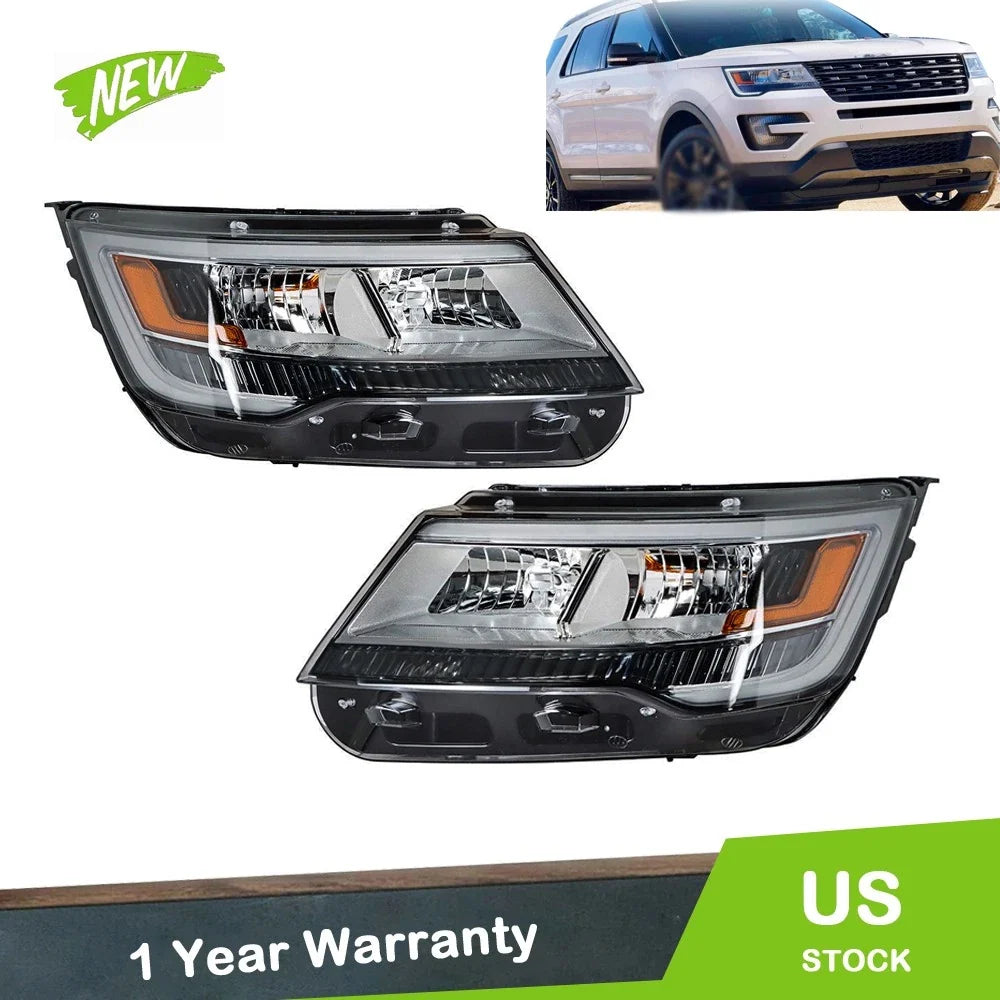 Pair of Halogen Headlights with LED DRL for Ford Explorer (2016–2019)