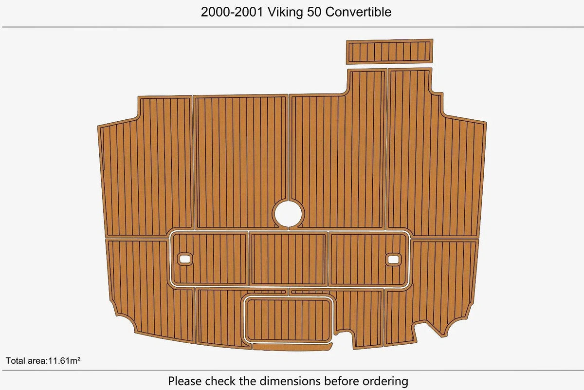 EVA Pad Foam Teak Faux Deck Flooring Mat for Viking 50 Convertible (2000–2001)