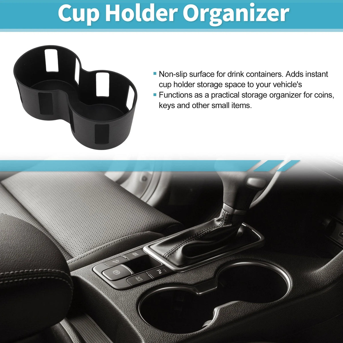 Center Console Cup Holder Organizer for Honda Prologue EV (2024–2026) TPE Black