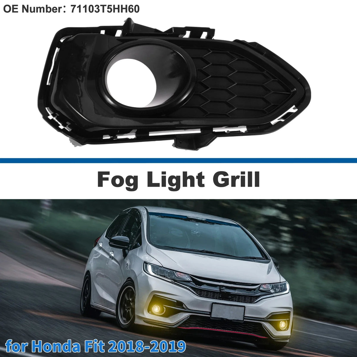 Front Right Fog Light Grill No. 71103T5HH60 for Honda Fit (2018–2019)
