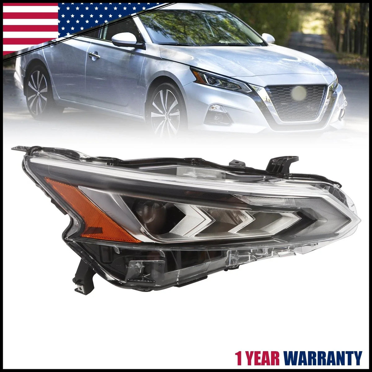 Projector Headlight LED Chrome for Nissan Altima 2019-2022