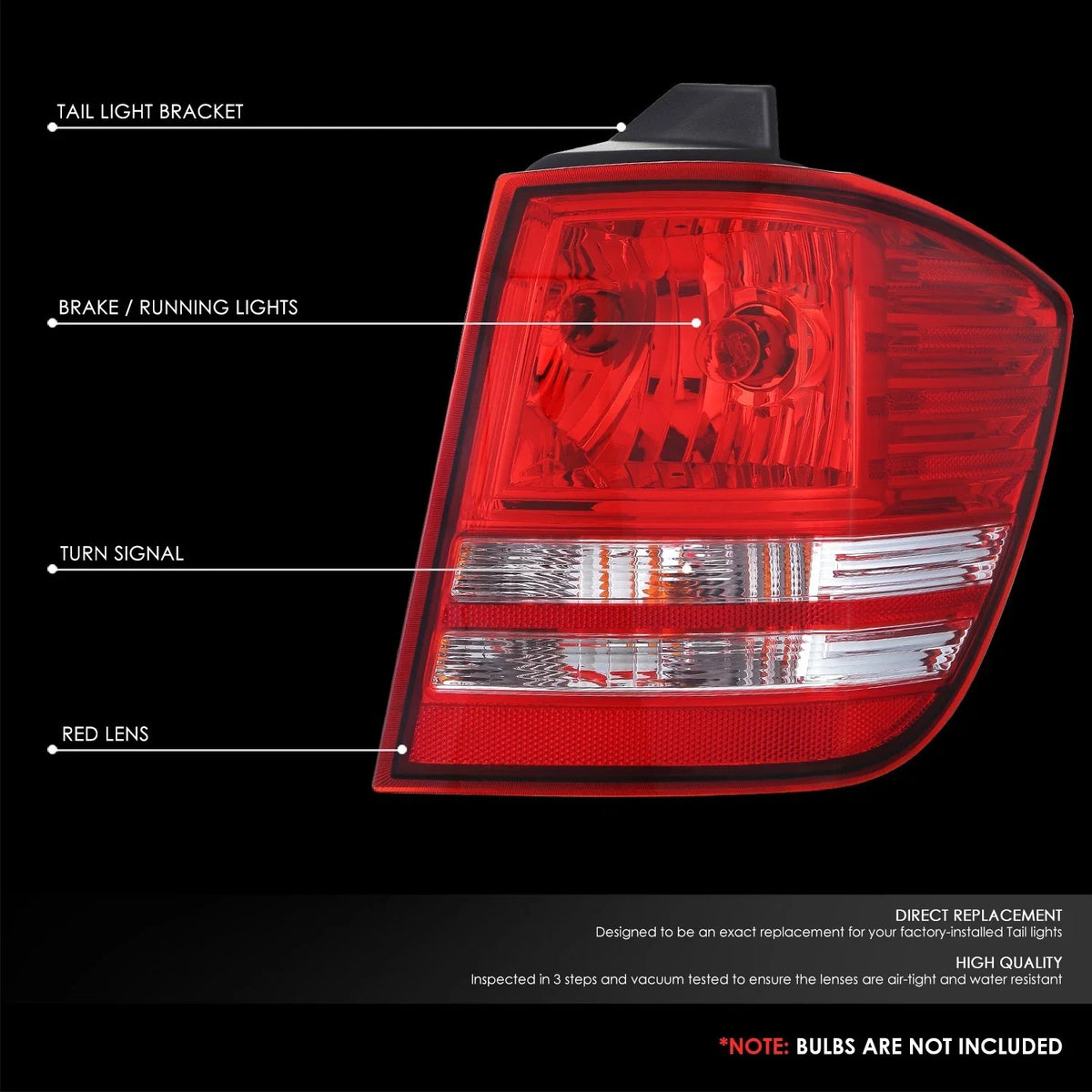 Passenger Side Taillight for Dodge Journey (2009–2020) OE Style Chrome Housing Red Lens