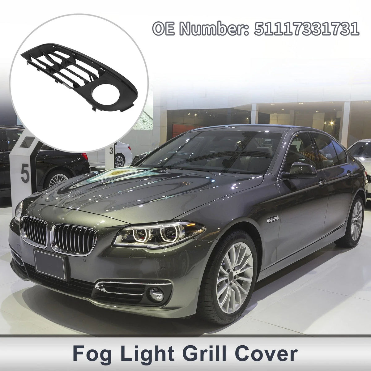 1 Pc Fog Light Grill for BMW 528i (2014–2016) No. 51117331731 Black