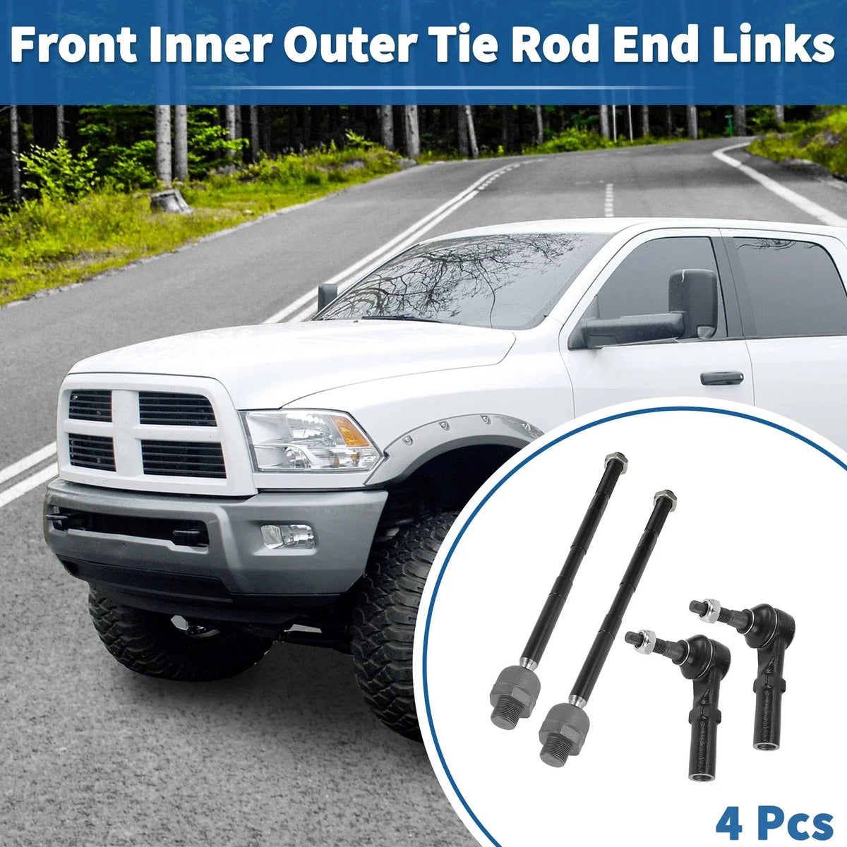 Tie Rod End Link Kit for Front - 4 Pack for Dodge Ram 1500 2002-2005