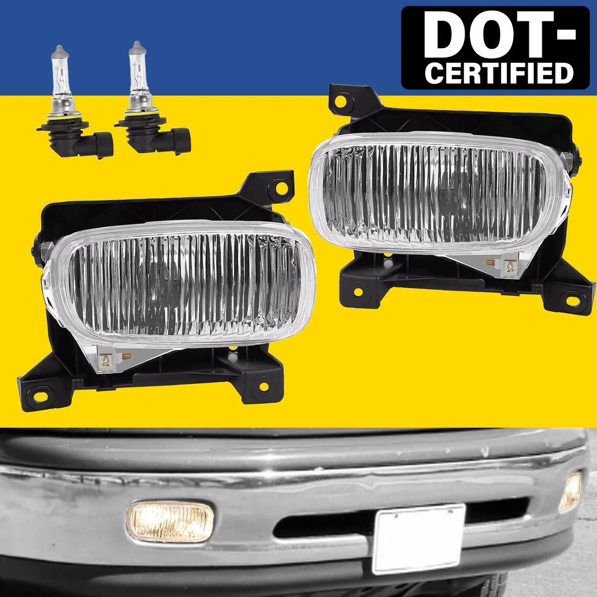 Front Fog Lights LH & RH for Toyota Tundra 2000–2006, Clear Lens