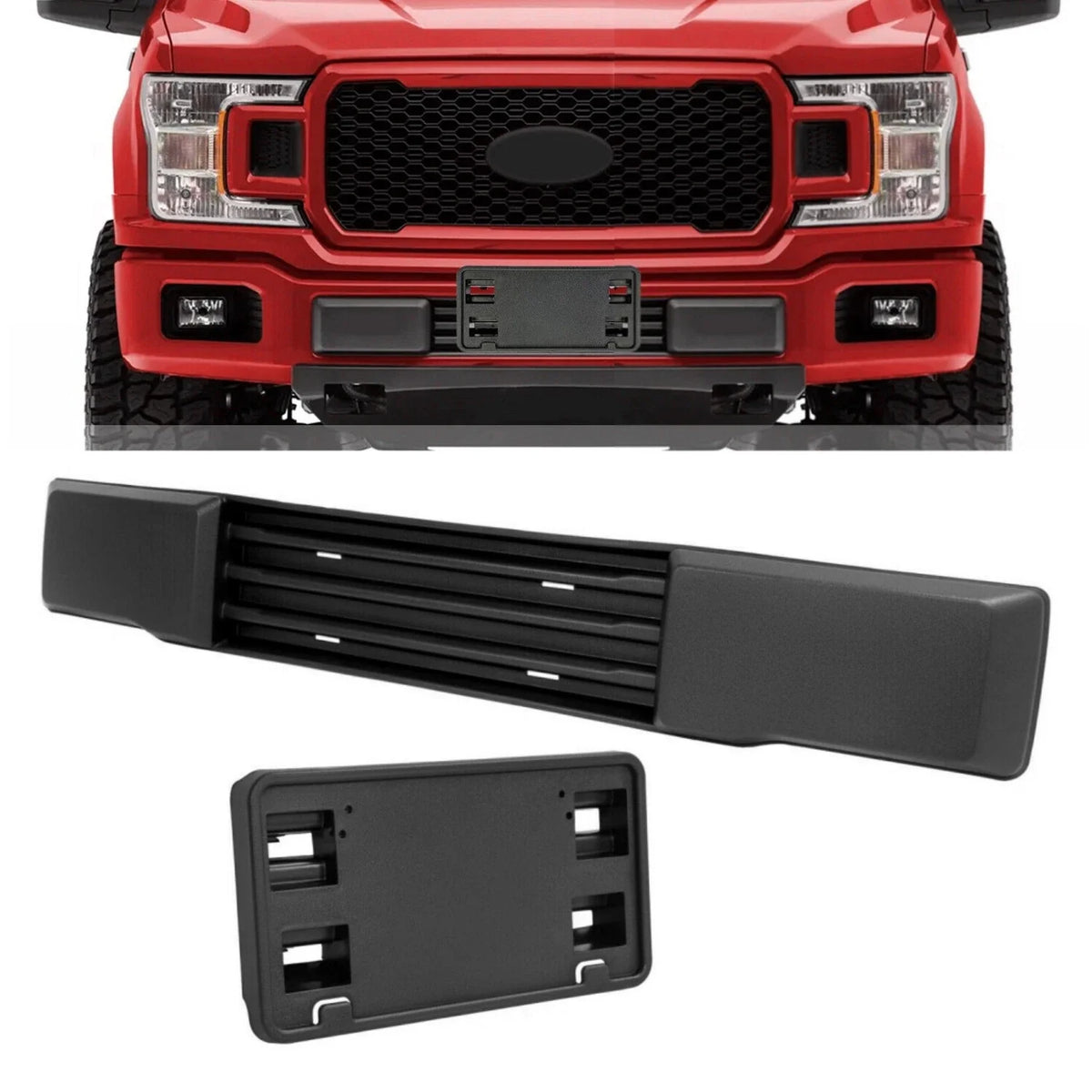 Front Bumper Cover Trim and License Plate Panel for Ford F150 2015-2017