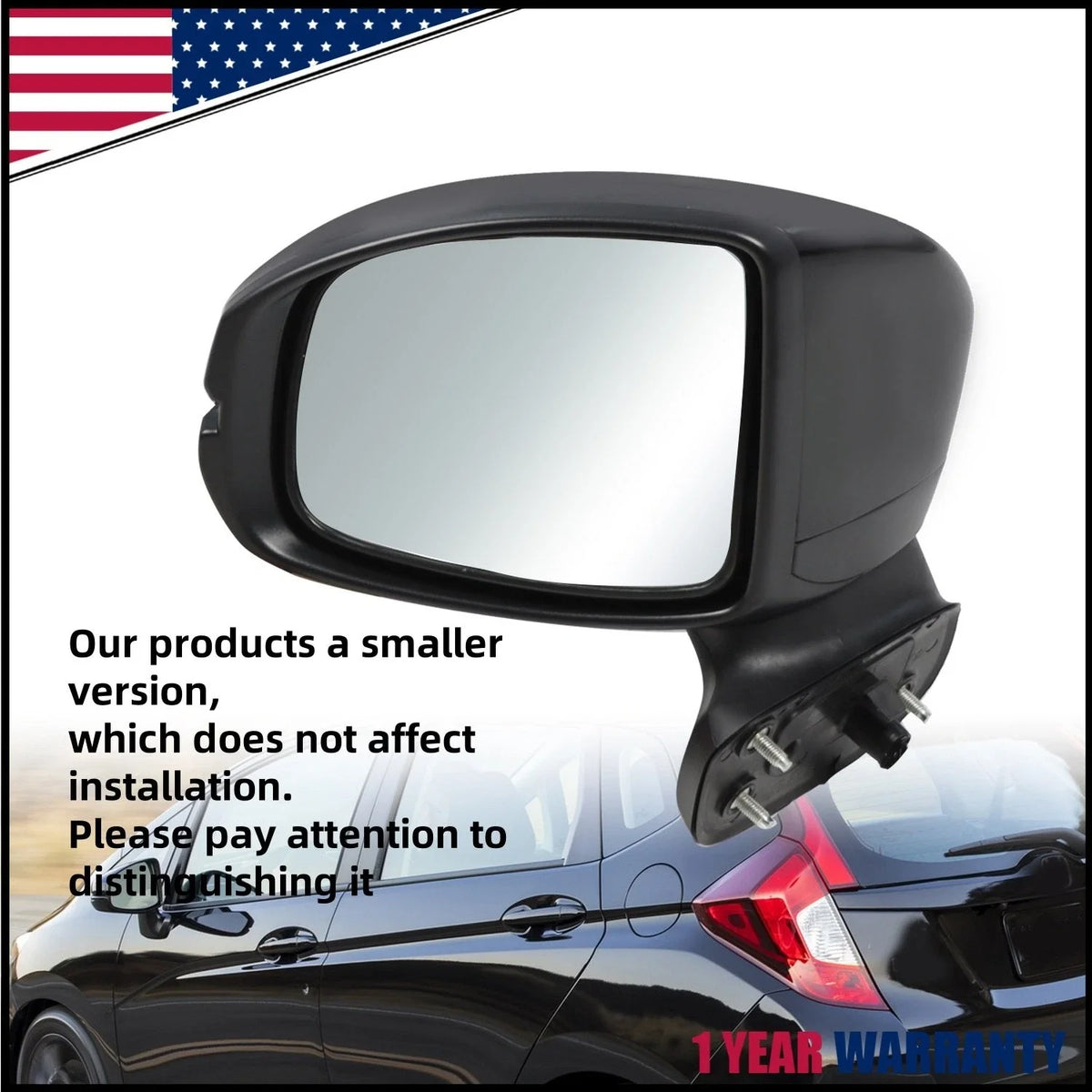 Driver Side Mirror LH 3PIN Manual Fold for Honda Fit (2015–2019)