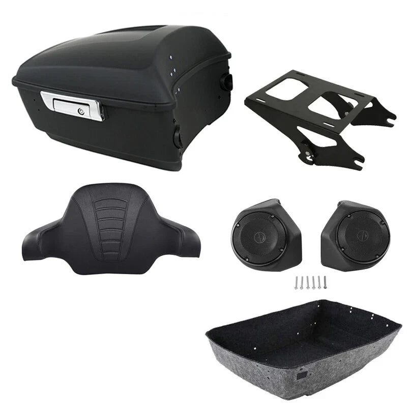 Trunk Speakers Backrest Mount in Matte Black for Harley Touring 2014-2026