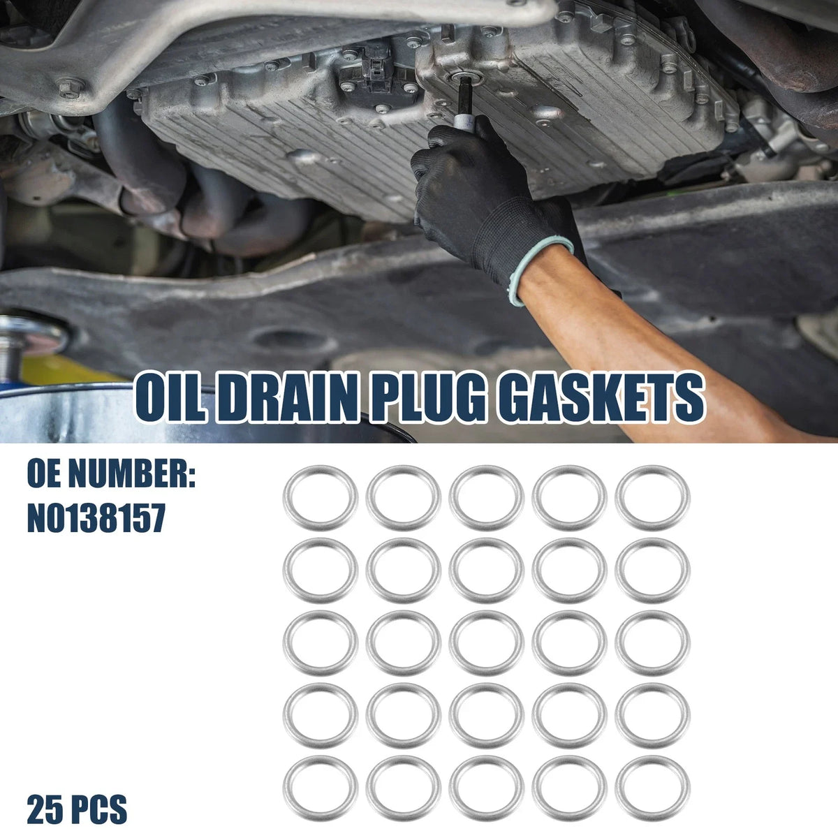 25pcs Oil Drain Plug Gaskets 14mm ID N0138157 for Audi A3 A3 Quattro Q5 Q7 (2006–2020)