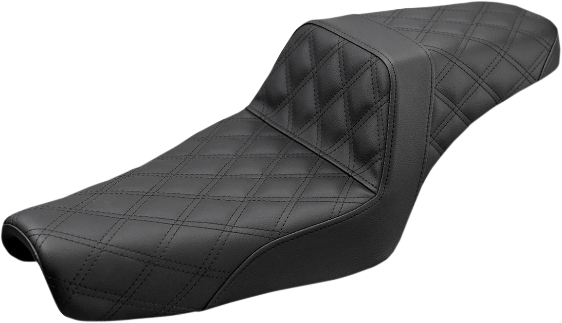 Saddlemen Step Up Seat for Harley Davidson XL (2004–2021) - Black Lattice Stitched