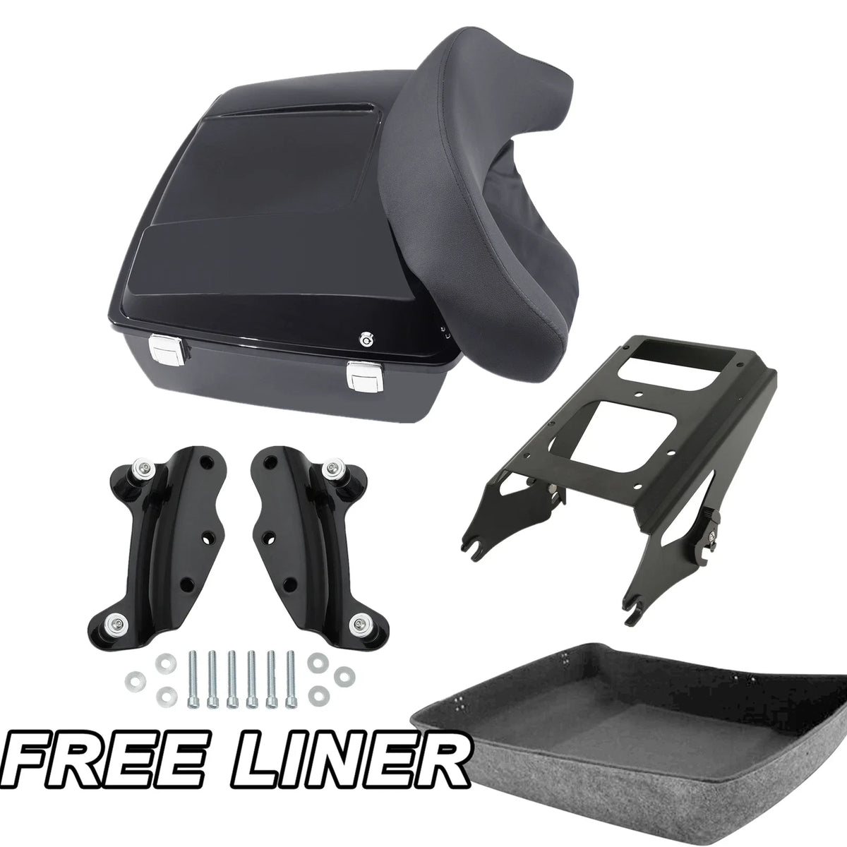 Mount Rack Docking Kit with Trunk Backrest Pad for Harley Street Glide 09-13