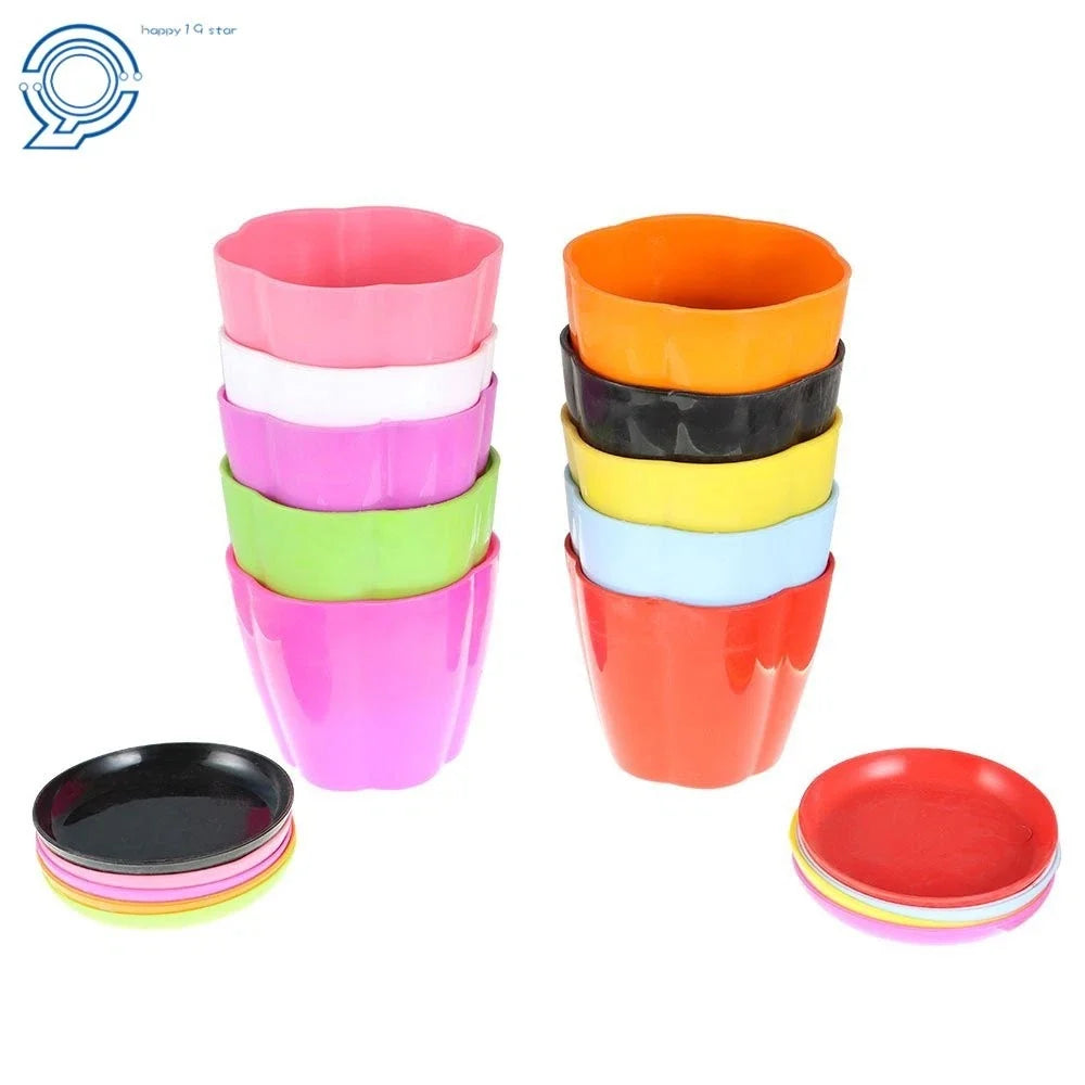 Set of 5 Colorful Plastic Flower Pots for Nursery Seedlings