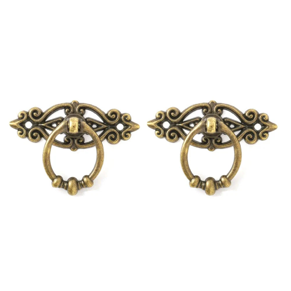 Set of 2 Vintage Pull Knob Ring Handles for Cabinet or Jewelry Box