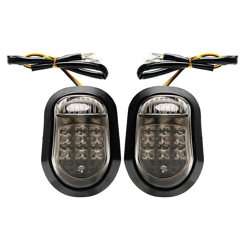 2X Flush Mount Turn Signal Amber 9 LED Indicator Light Universal