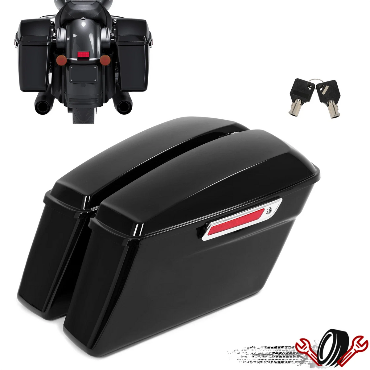 Saddle Bags for Harley Touring Dyna Softail (2014–2023) Vivid Black