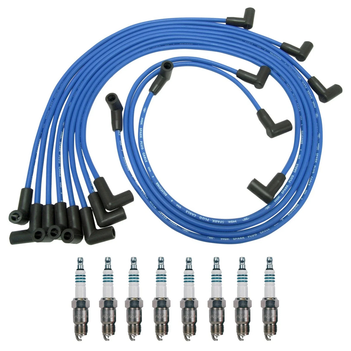 NGK Wire Set & Denso 8 Iridium Spark Plugs Kit for Corvette 5.7L V8 (1974–1982)