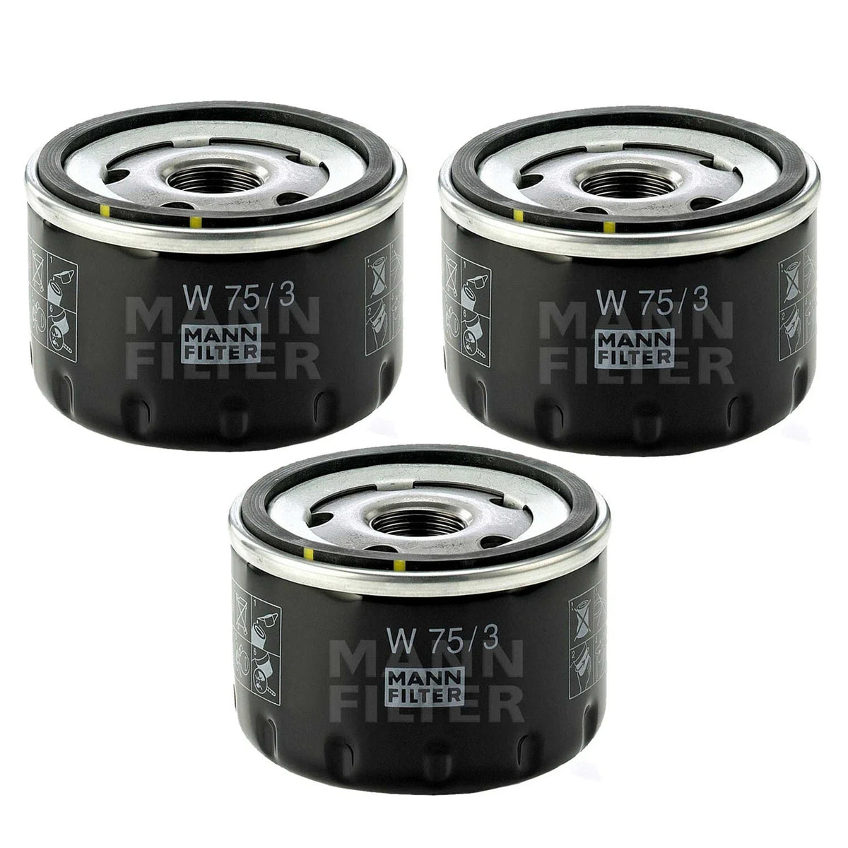 Set of 3 Engine Oil Filters W 75/3 for Ford GM Nissan Mazda Suzuki
