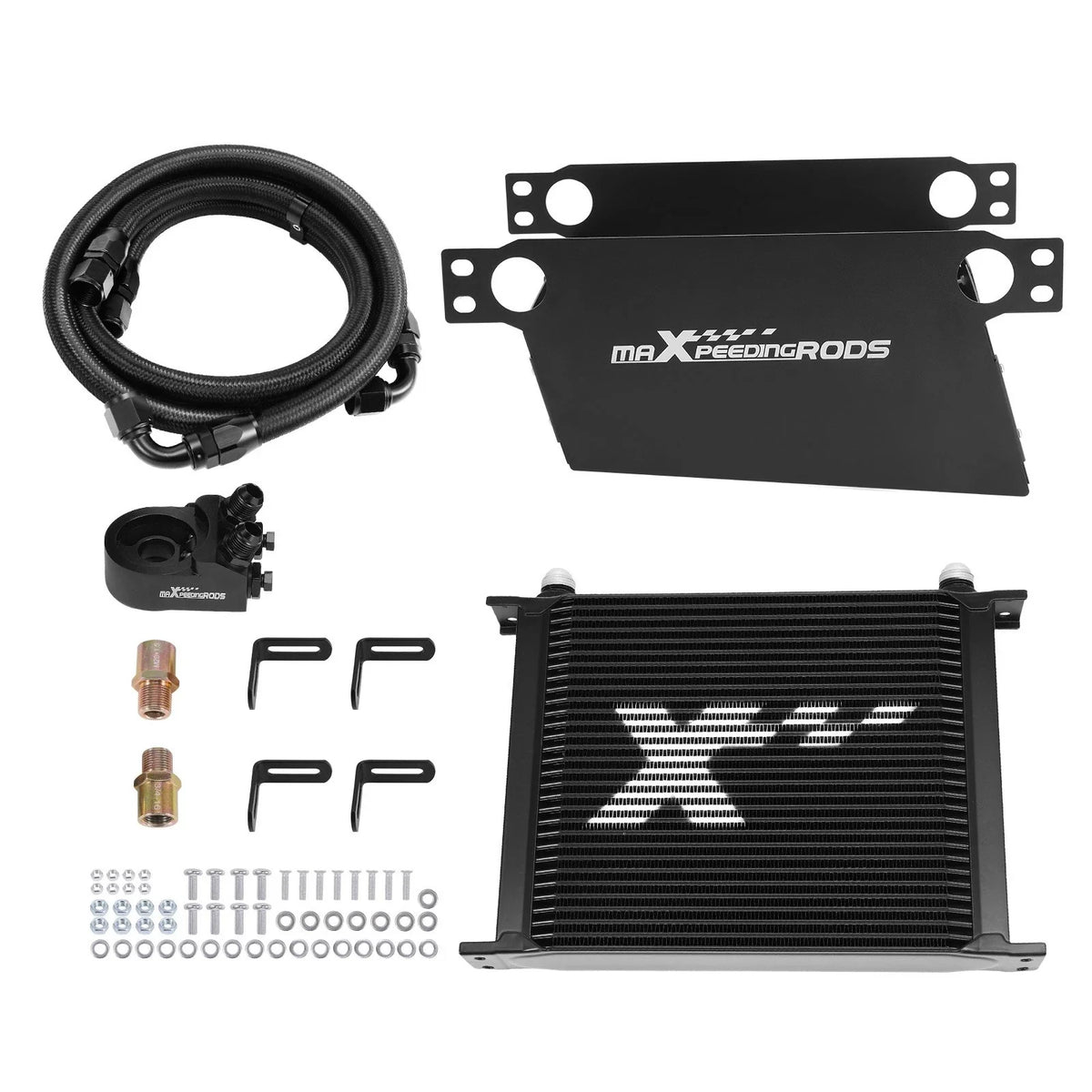 30 Row Aluminum Oil Cooler for Engine Transmission with 10AN Sandwich Adapter