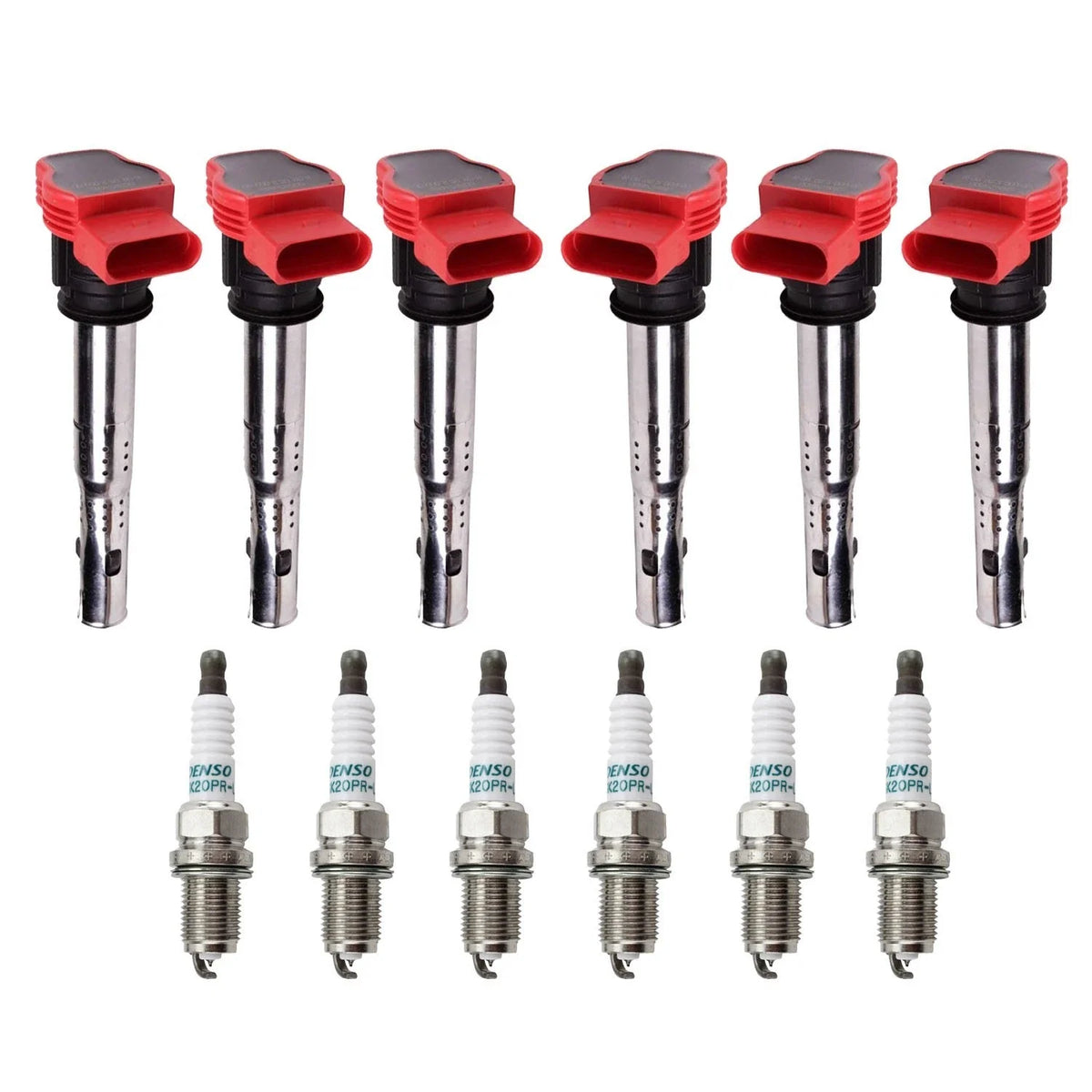 Set of 6 Ignition Coils & Denso Iridium Spark Plugs for Audi A6 (2005–2011)