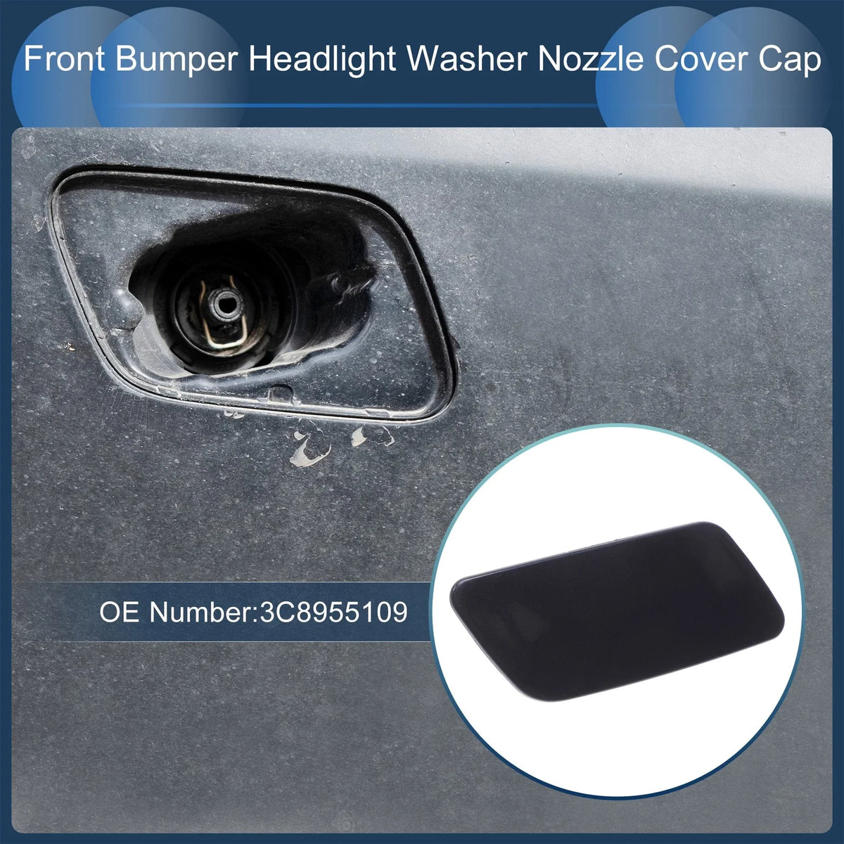 Front Left Washer Nozzle Cover Cap for Volkswagen Passat CC (2008–2012) Blue