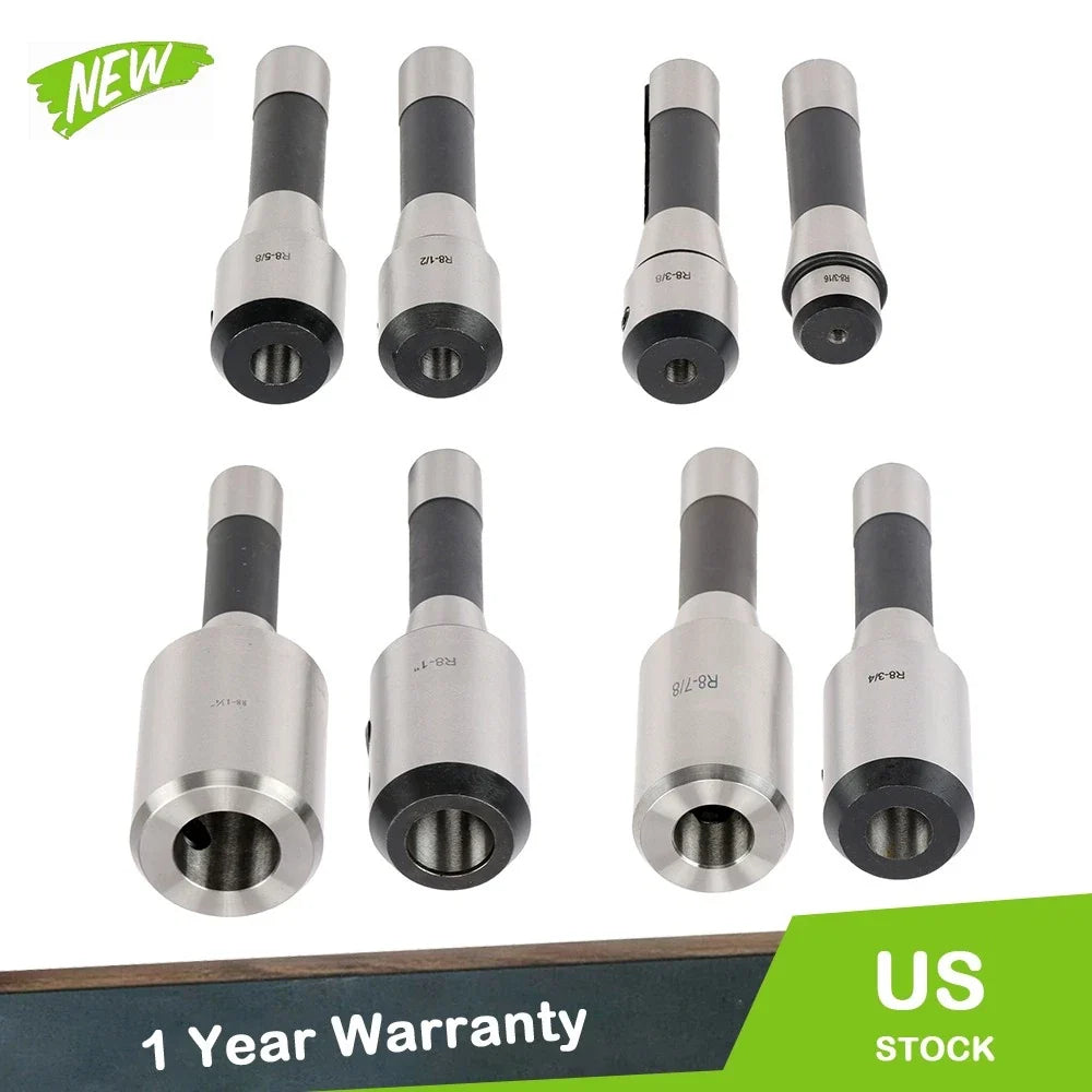 Set of 8 Precision R8 End Mill Tool Holders for Milling Machine