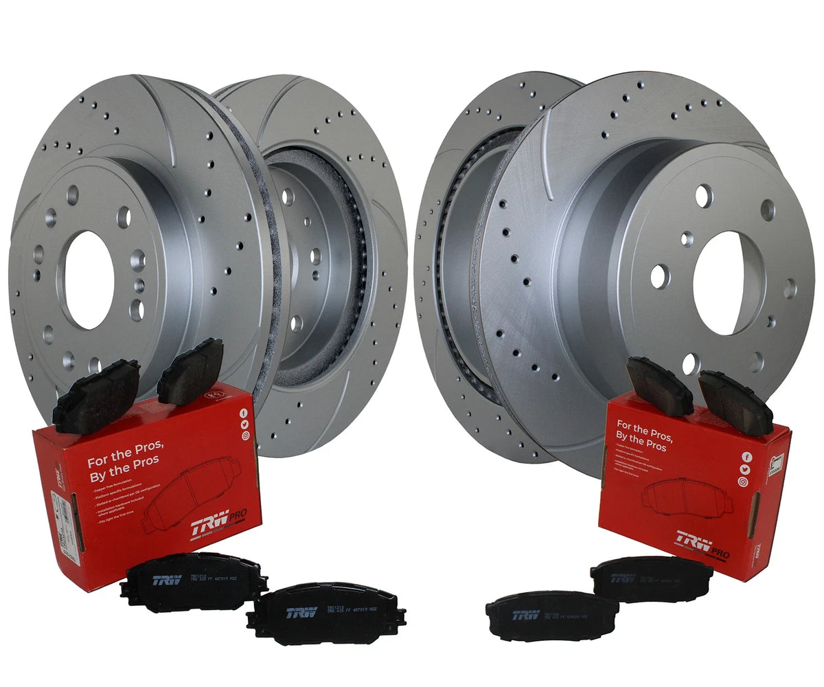 Drilled Rotors & TRW Pro Ceramic Pads Front Rear Brake Kit