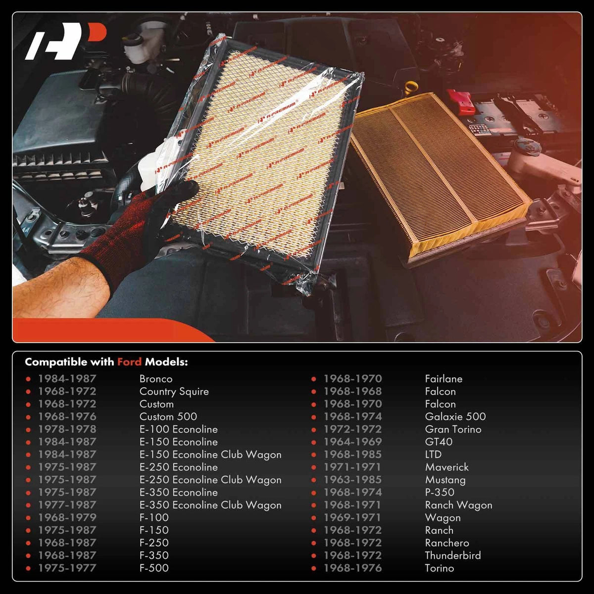 Engine Air Filter Pair for F-150/F-250/Mustang/Lincoln/Mercury