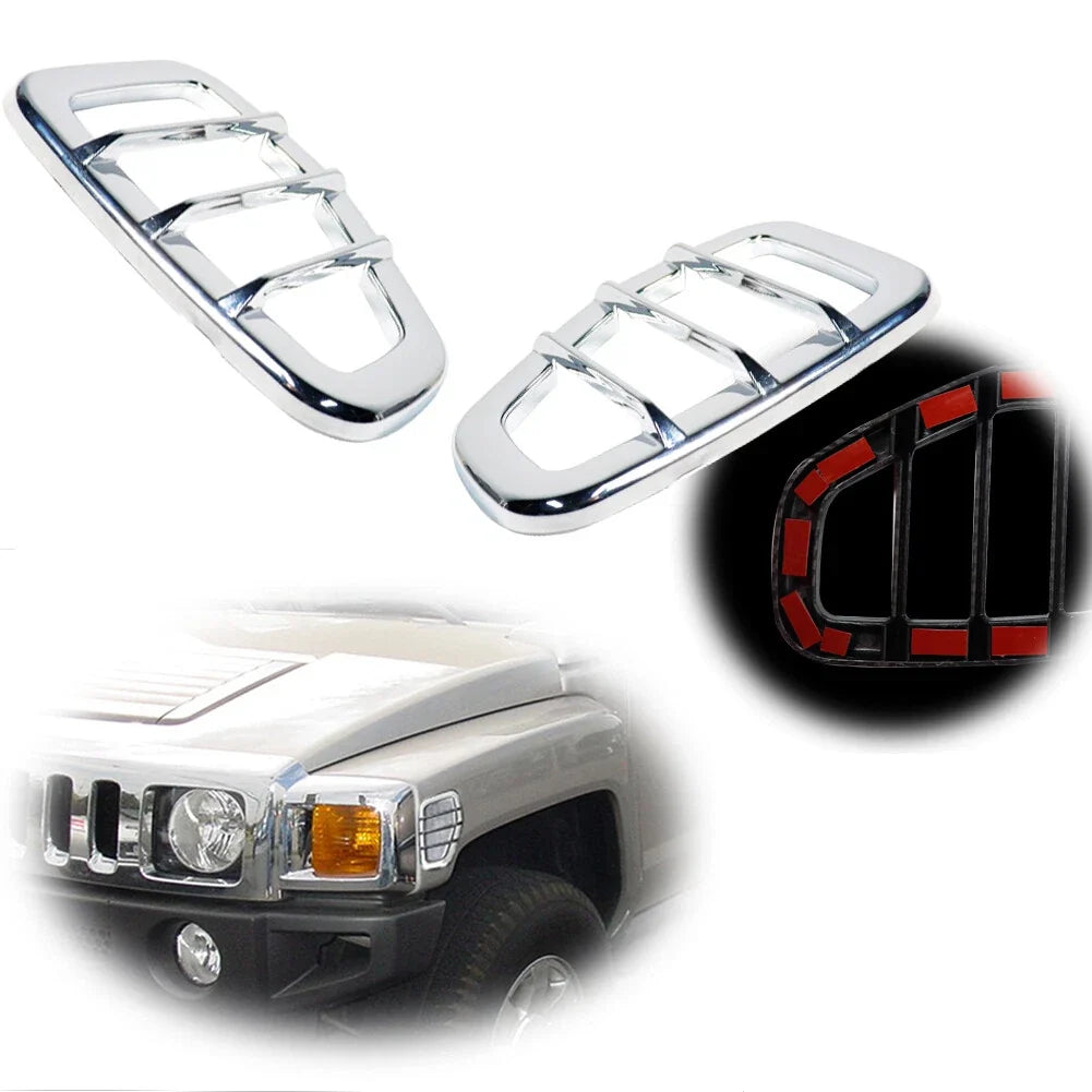 Chrome Front Fender Side Marker Light Covers for Hummer H3 (2006–2010)