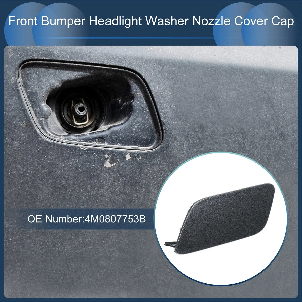 Front Left Washer Nozzle Cover Cap for Audi Q7 (2017–2019) Gray 1 Pcs