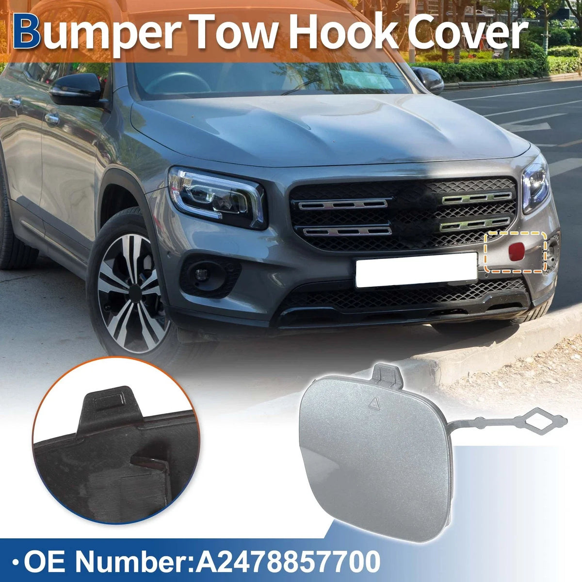Tow Hook Cover for Mercedes GLB X247 (2019–Present) No.A2478857700 Silver