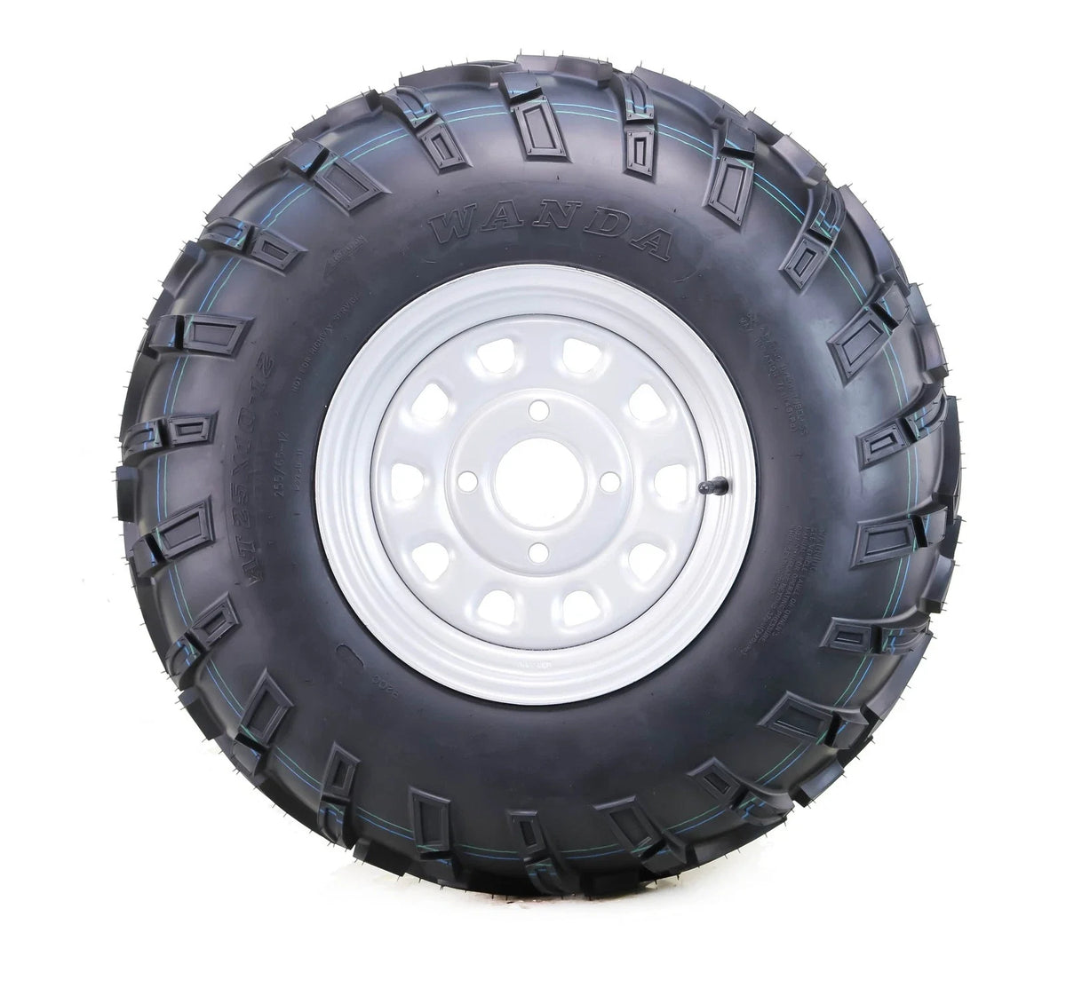 Set of 2 WANDA ATV Tires & Wheels 26X10-12 4-110 PCD Silver