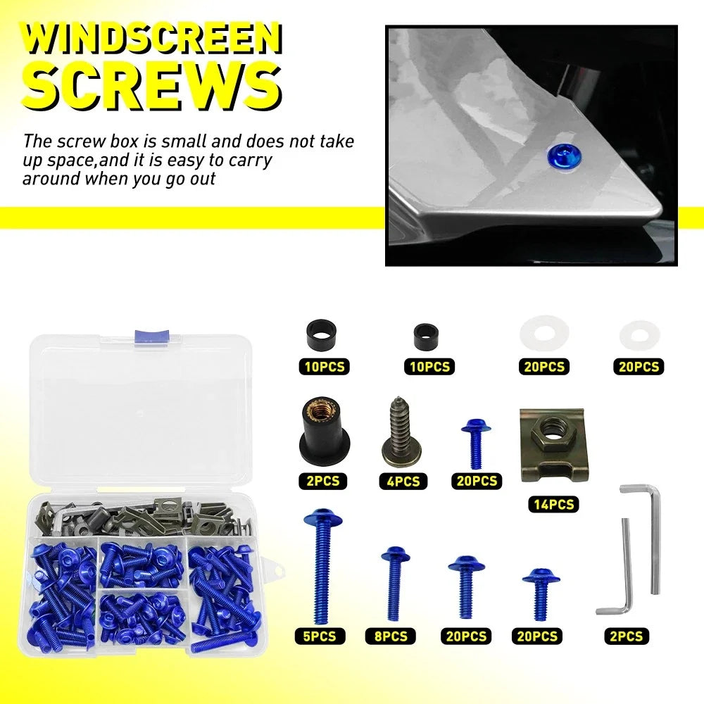 155pcs Fairing Bolts Kit for Honda CBR600RR CBR1000RR (2003–2023) Blue M5 M6