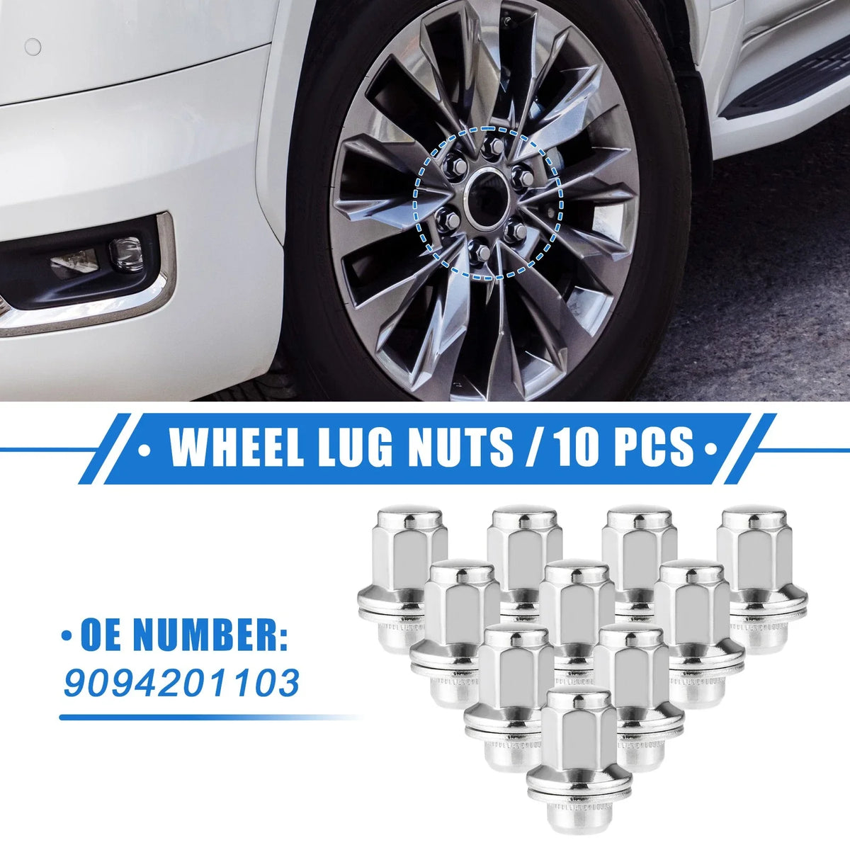 10pcs Wheel Lug Nuts for Toyota Tundra Sequoia (M14x1.5)