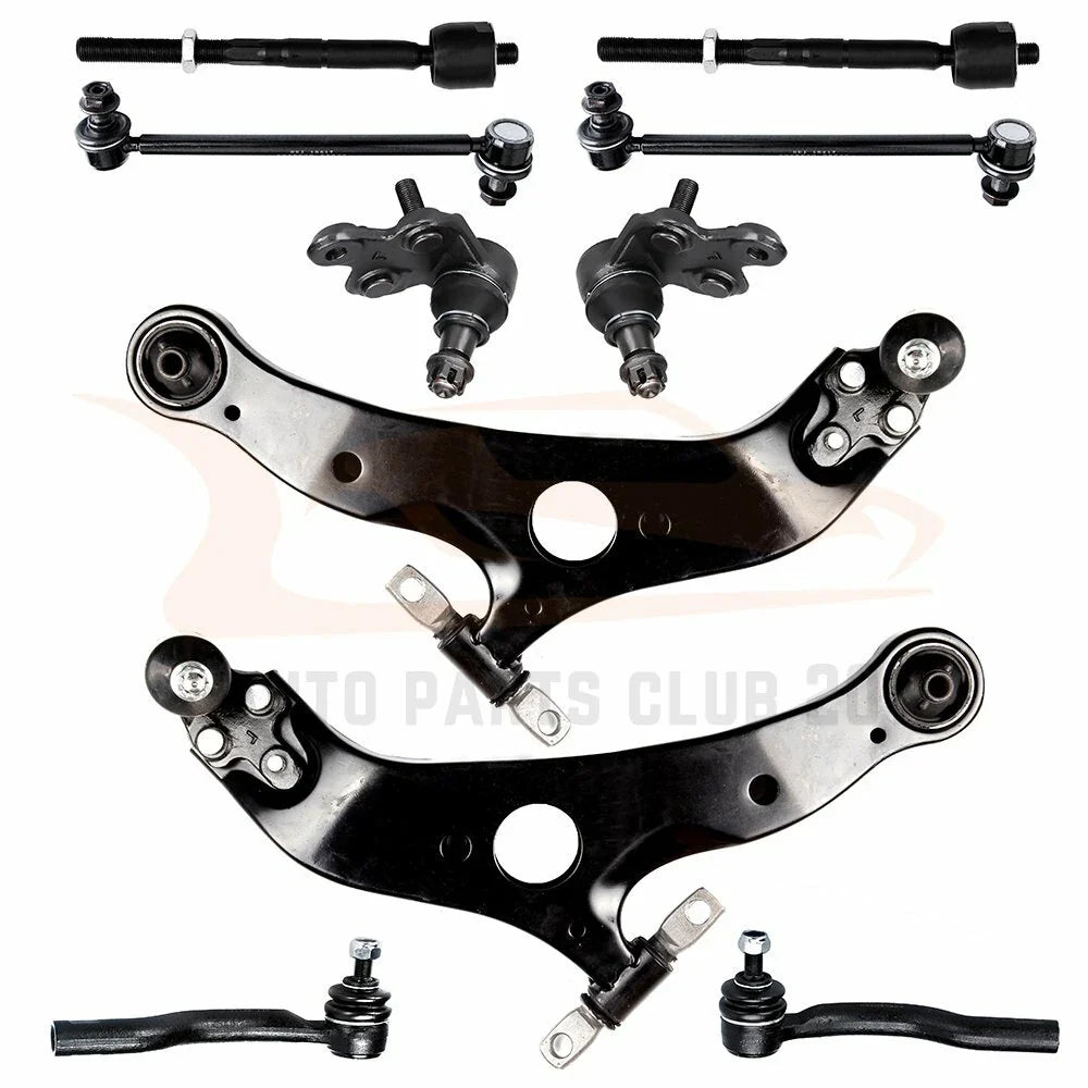 10 Front Lower Control Arms, Tie Rods & Ball Joints Set for Sienna 2004-2010