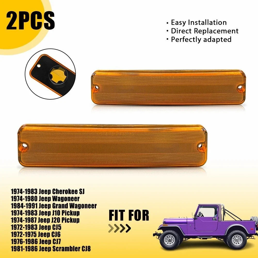 2Pcs Amber Side Marker Light Housings for Jeep Grand Wagoneer 1984-1991