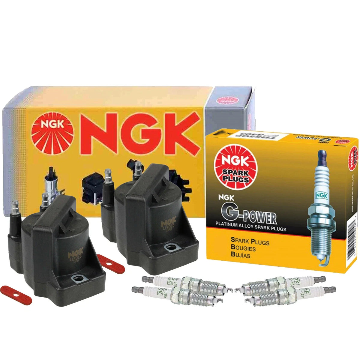 2X NGK DIS Ignition Coil & 4 G-Power Platinum Spark Plugs for Buick Chevy GMC