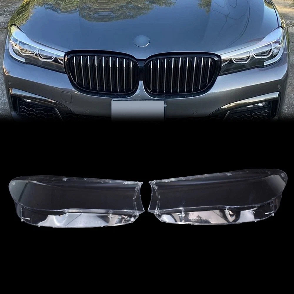 Pair of Clear Headlight Lens Covers for BMW 7 Series G11 G12 (2016-2019)