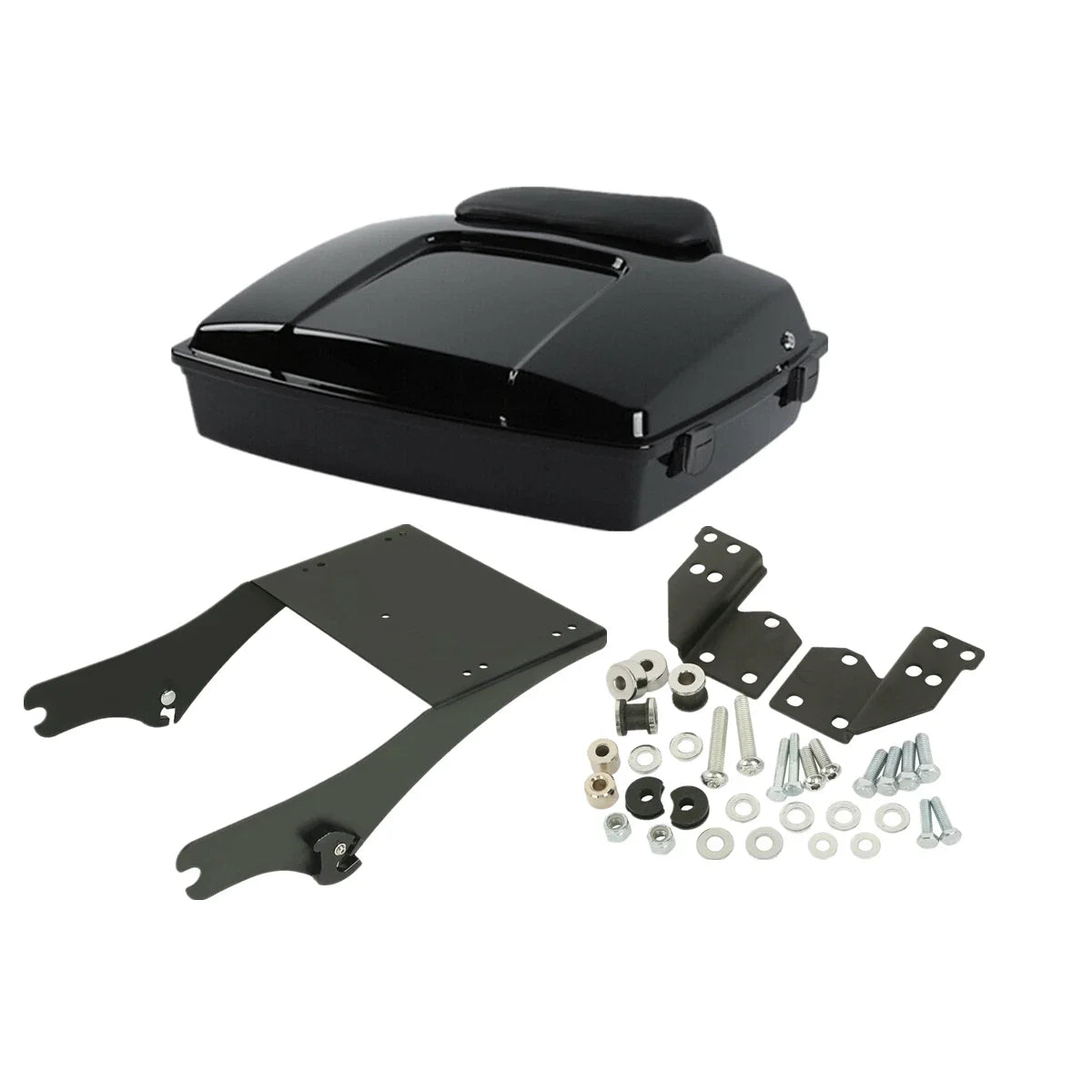 Black Razor Trunk Backrest for Harley Touring (1997–2008) with Docking Kit