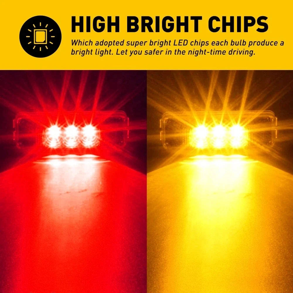 Set of 4 3LED Side Marker Clearance Lights for Jeep Truck Trailer RV