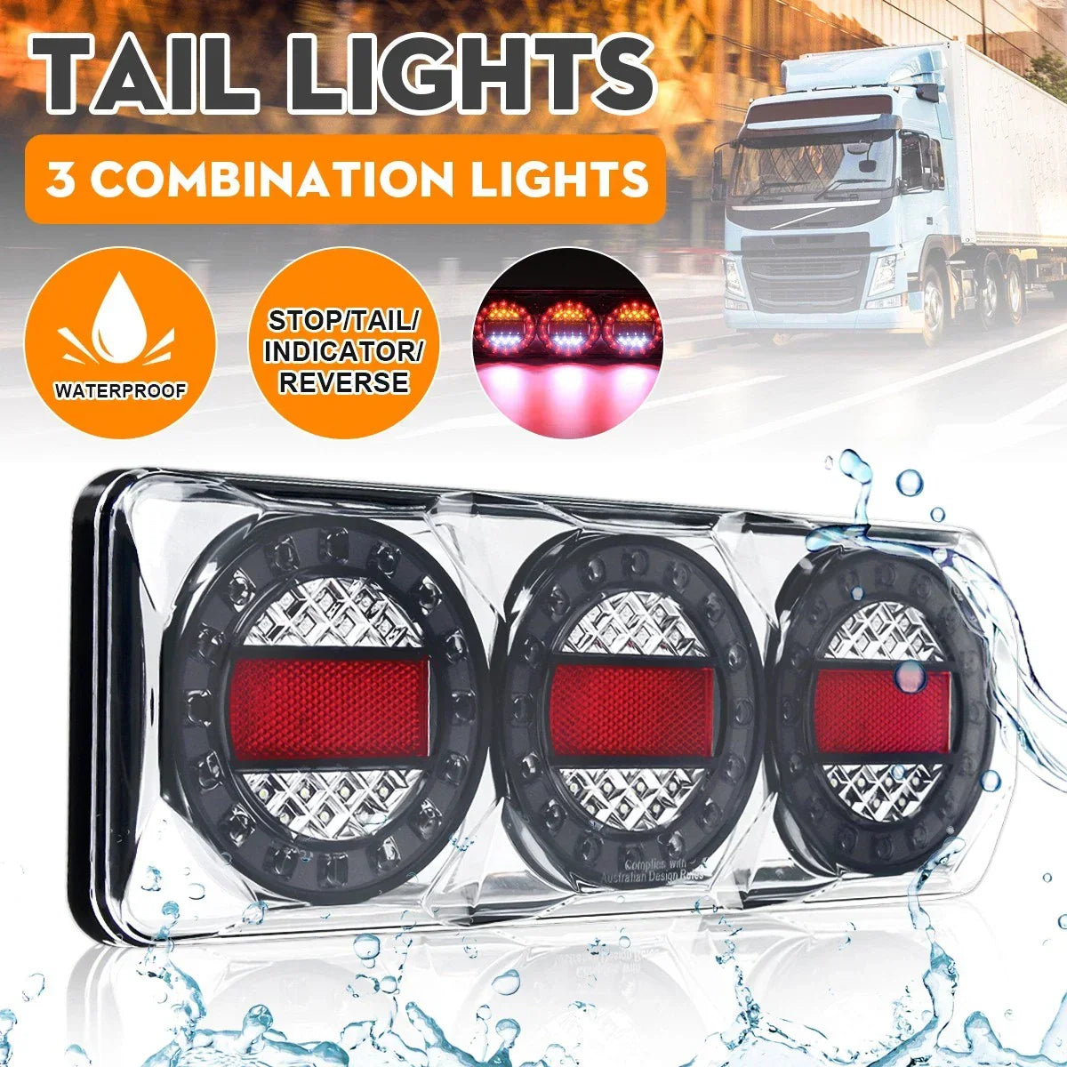 Truck Trailer Reverse Lamp with LED Indicator Tail Light