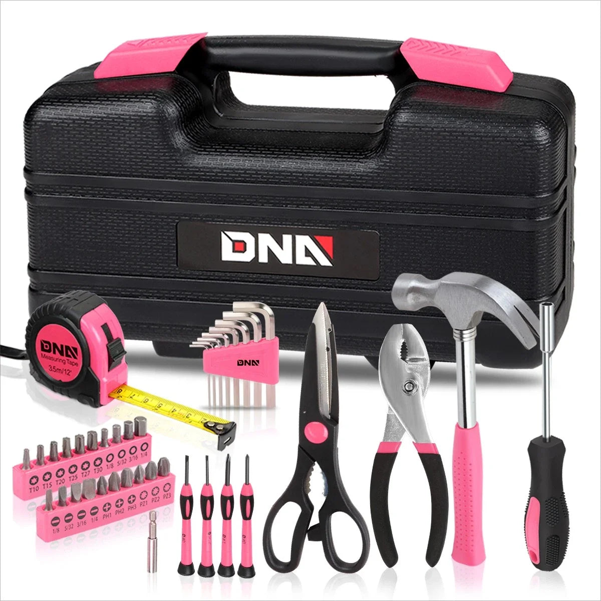 39-Piece Household Toolbox Set for (Pink)