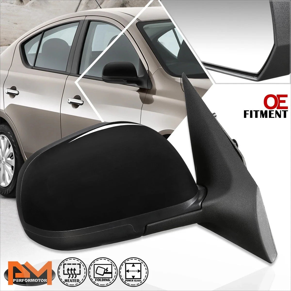 Heated Powered Side Rear View Mirror for Nissan Versa (2012-2013)