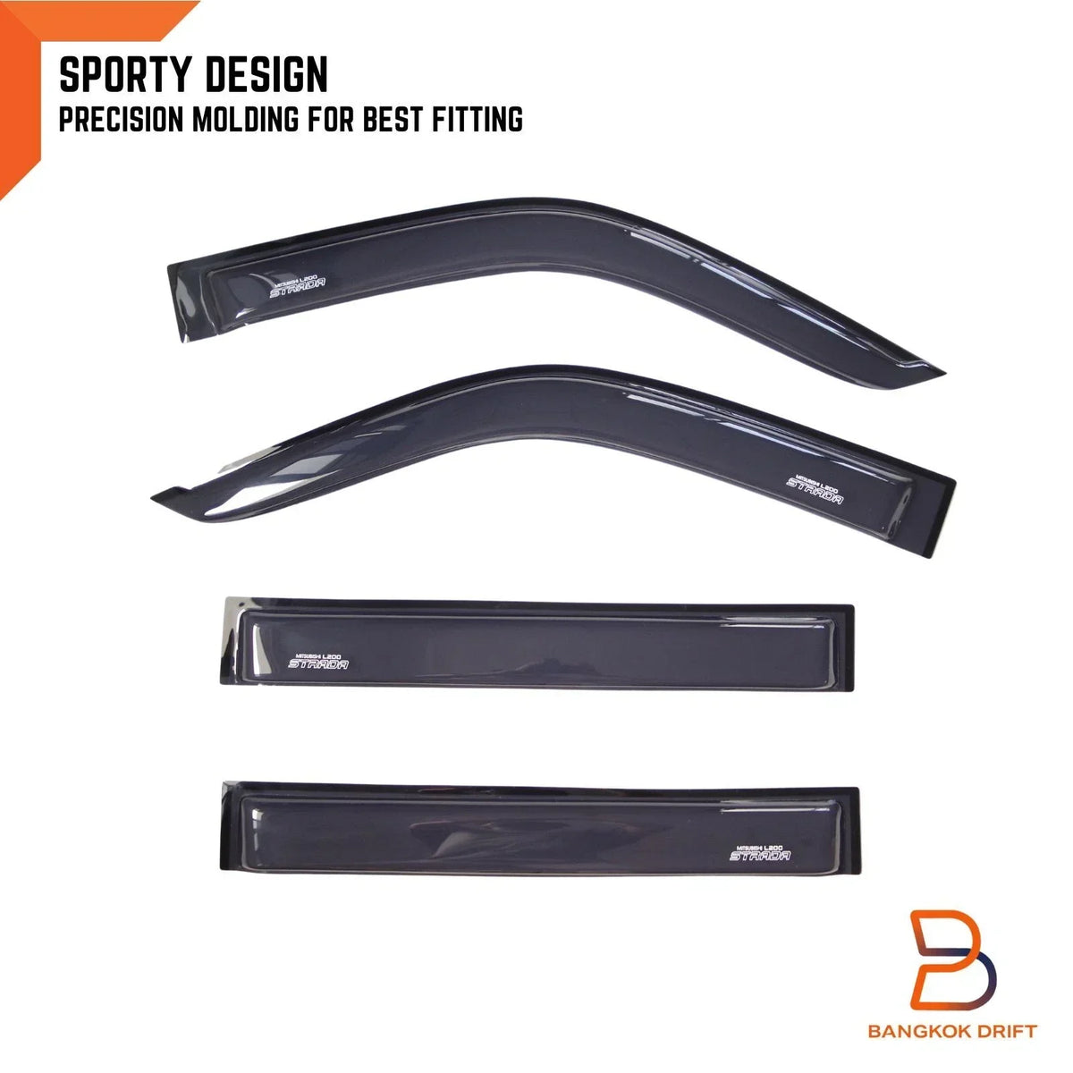 Slim Door Visors for Mitsubishi Triton MK 4-Door (1996-2006)