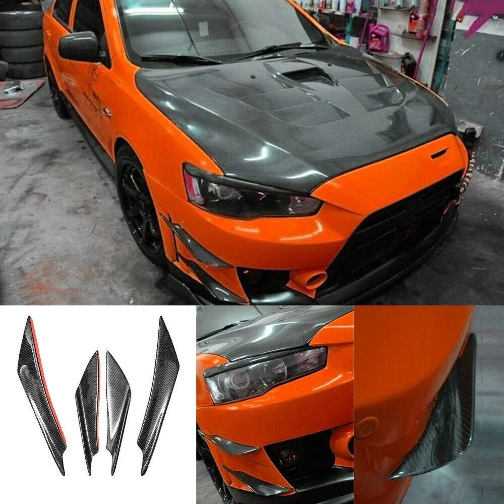 Set of 4 Carbon Fiber Bumper Canard Splitter Fins for
